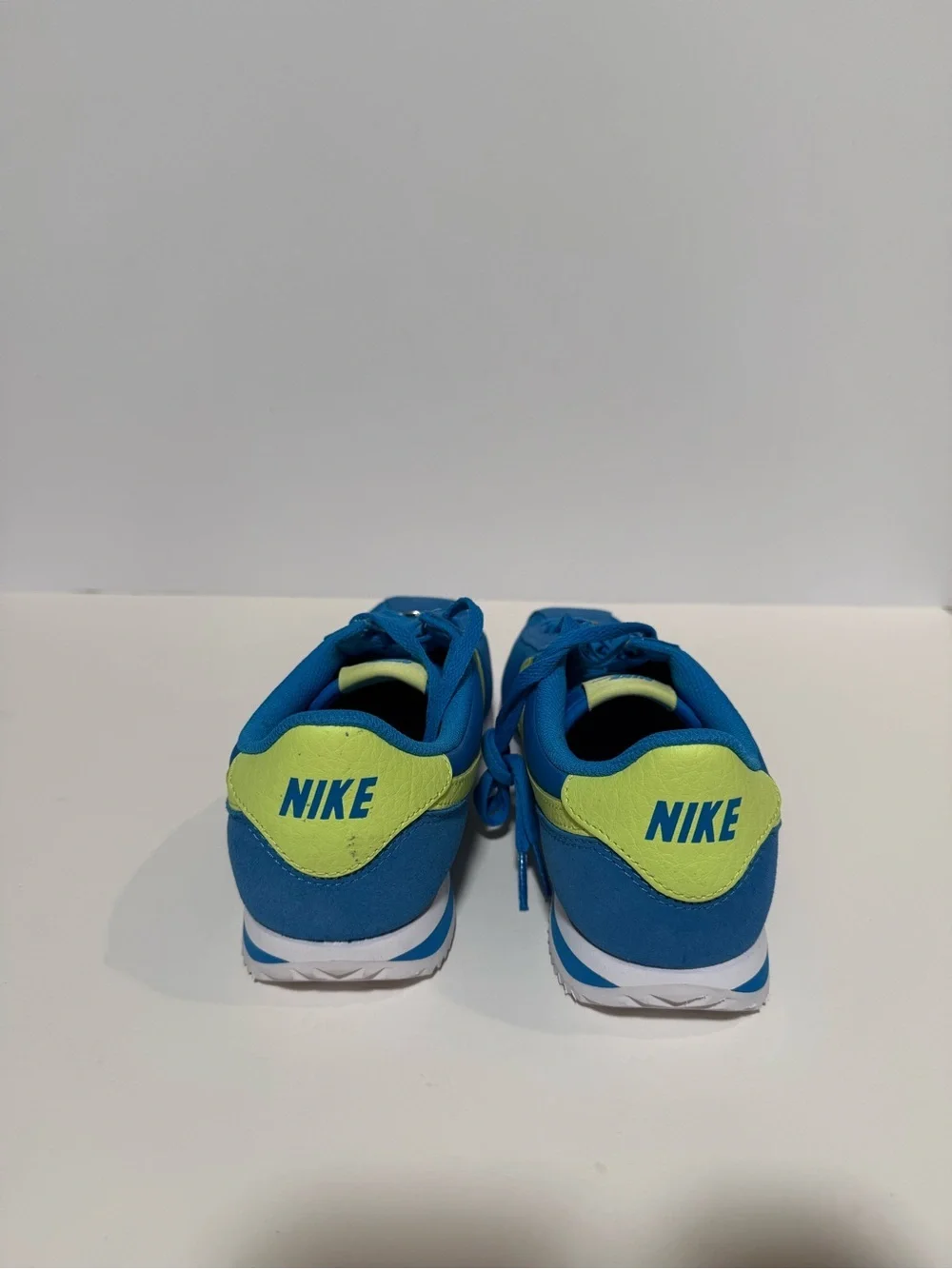 Nike Blue Retro Runner Sneakers with Neon Yellow Swoosh for kids